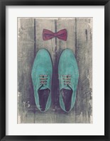 Vintage Fashion Bow Tie and Shoes - Blue Fine Art Print