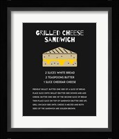 Grilled Cheese Sandwich Recipe Black Fine Art Print