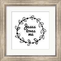 Jesus Loves Me - Wreath Doodle White Fine Art Print