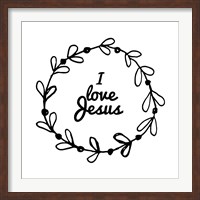 I Love Jesus - Wreath Doodle White Fine Art Print