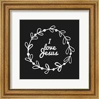 I Love Jesus - Wreath Doodle Black Fine Art Print