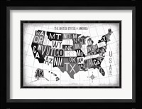 Letterpress USA Map Dark Fine Art Print