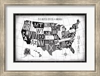Letterpress USA Map Dark Fine Art Print