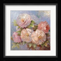 Roses on Blue III Crop Framed Print