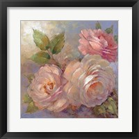 Roses on Blue II Crop Framed Print