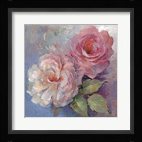 Roses on Blue I Crop Framed Print