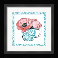 Floral Teacup II Vine Border Framed Print