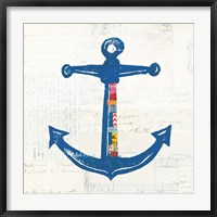 Nautical Collage III on Newsprint Fine Art Print