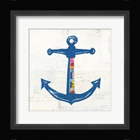 Nautical Collage III on Newsprint Framed Print