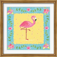 Flamingo Dance I Sq Border Fine Art Print