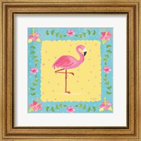 Flamingo Dance I Sq Border Fine Art Print
