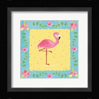 Flamingo Dance I Sq Border Fine Art Print