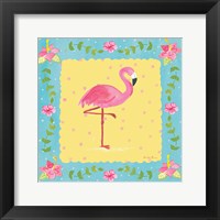 Flamingo Dance I Sq Border Framed Print