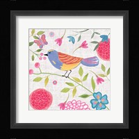 Damask Floral and Bird III v2 Framed Print