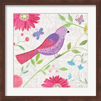 Damask Floral and Bird I Sq Fine Art Print