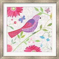 Damask Floral and Bird I Sq Fine Art Print