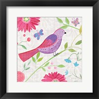 Damask Floral and Bird I Sq Framed Print