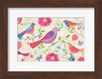 Damask Floral and Bird I Fine Art Print