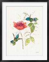 Teal Hummingbirds II Flower Fine Art Print