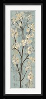 Almond Branch I on Light Blue Framed Print