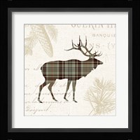 Plaid Lodge III Tan Framed Print