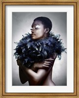 Woman with Feathered Scarf Fine Art Print