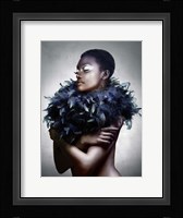 Woman with Feathered Scarf Fine Art Print