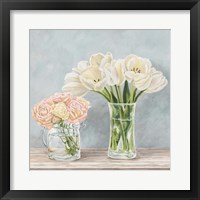 Fleurs et Vases Aquamarine I Framed Print