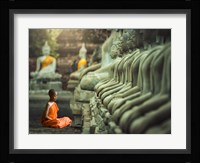 Young Buddhist Monk praying, Thailand Fine Art Print