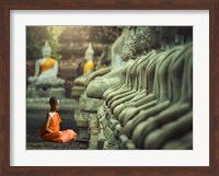 Young Buddhist Monk praying, Thailand Fine Art Print