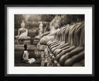 Young Buddhist Monk praying, Thailand (sepia) Fine Art Print