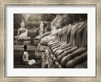 Young Buddhist Monk praying, Thailand (sepia) Fine Art Print