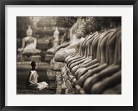 Young Buddhist Monk praying, Thailand (sepia) Fine Art Print