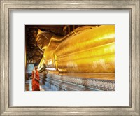 Praying the reclined Buddha, Wat Pho, Bangkok, Thailand Fine Art Print