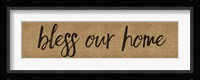 Bless Our Home Burlap Long Framed Print