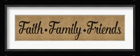 Faith Family Friends Burlap Framed Print