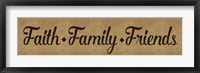 Faith Family Friends Burlap Framed Print