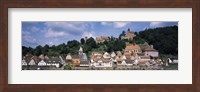 Houses at the Waterfront, Necker River, Hesse, Germany Fine Art Print