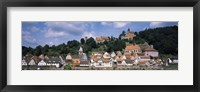 Houses at the Waterfront, Necker River, Hesse, Germany Fine Art Print