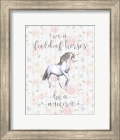 Be A Unicorn Floral Wood Fine Art Print