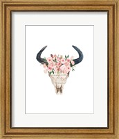 Pink Floral Bull Skull Fine Art Print
