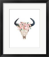 Pink Floral Bull Skull Fine Art Print