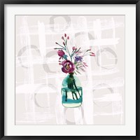 Floral Jar on Grunge Square Fine Art Print