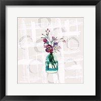 Floral Jar on Grunge Square Fine Art Print