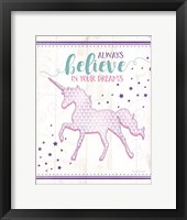 Believe Unicorn Framed Print