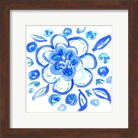 Blue Aqua Painterly Floral Fine Art Print