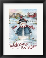 Snowman Farm Scene Welcome Winter Fine Art Print