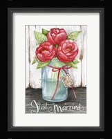 Just Married Peonies Framed Print