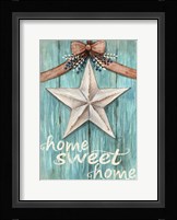 White Barn Star with Bow Home White Framed Print