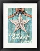 White Barn Star with Bow Home White Framed Print